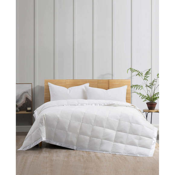 Unikome Oversize Lightweight White Down Blanket with Satin Trim Full - White